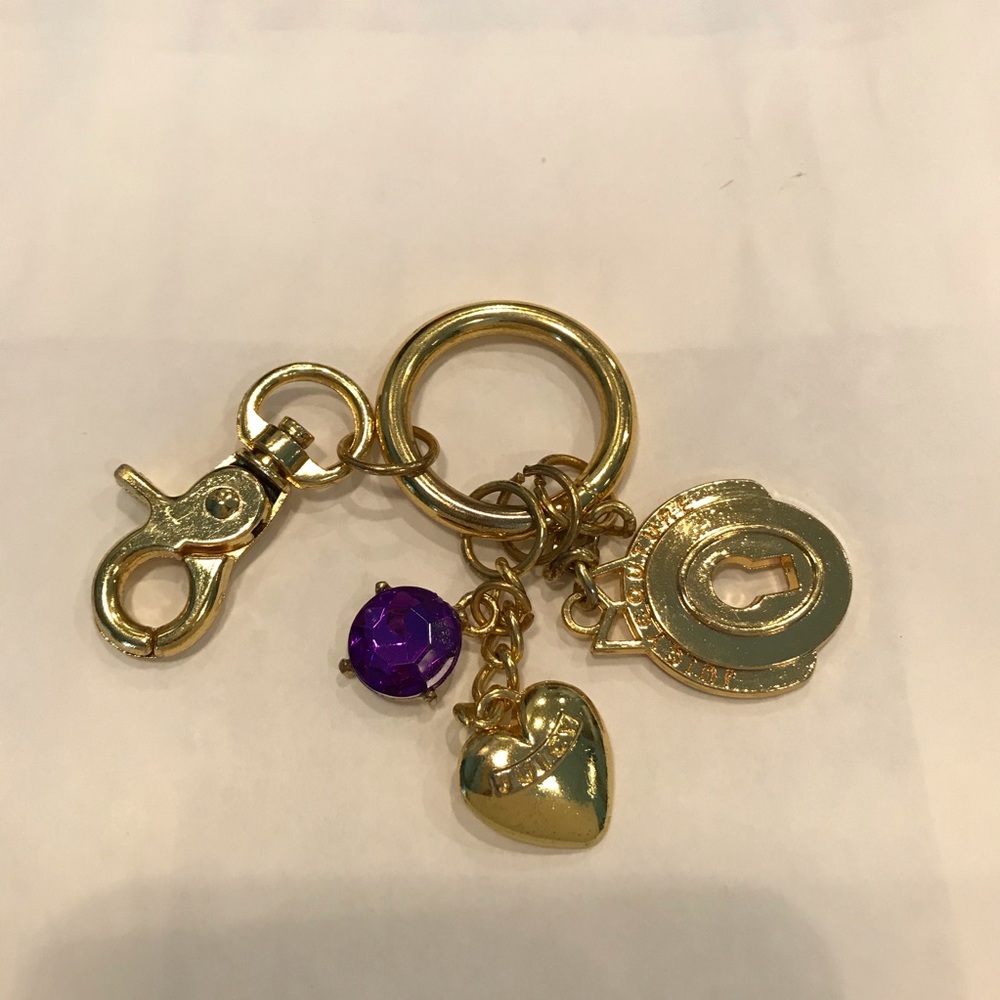 Juicy Couture Keychain Gold charms heart lock